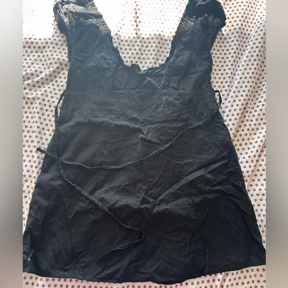 Free People Black Ruffled Top with Red Polka Dots